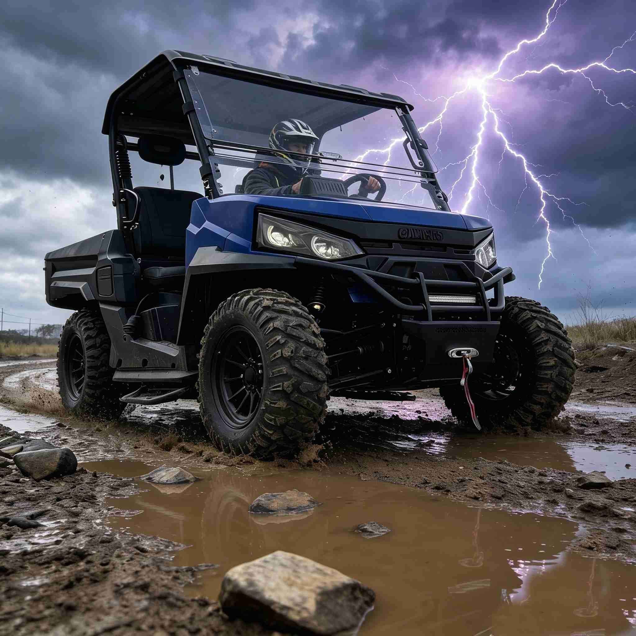 10KW AC Motor လျှပ်စစ် UTV 4WD 150Ah ဘက်ထရီ 350kg ကုန်တင်အိပ်ရာ
